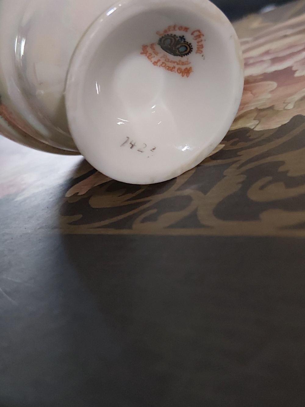 Lefton China Handpainted Rose Floral Footed Teacup, Iridescent with Gold Trim